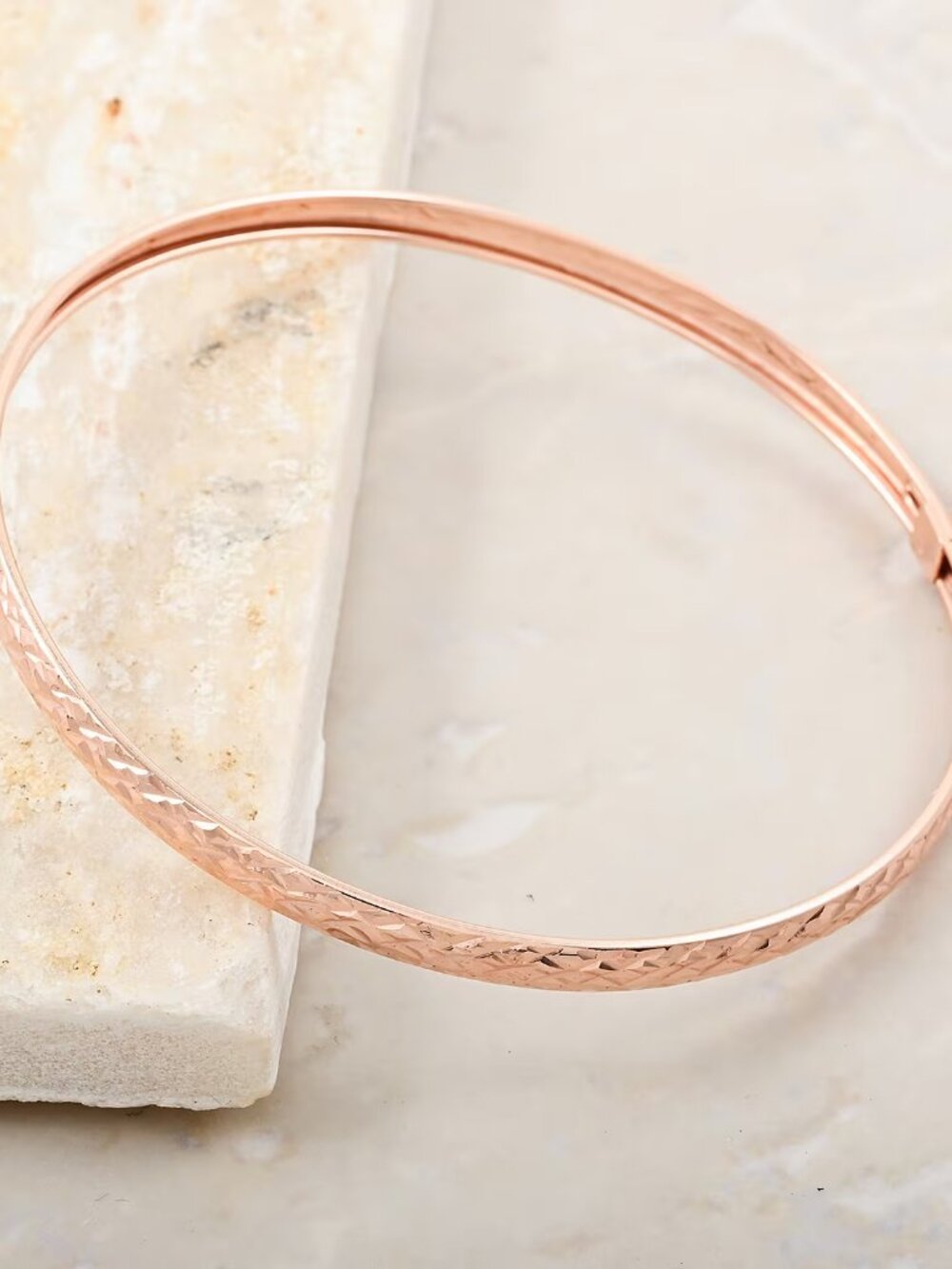14K Rose Gold Over Sterling Silver Bangle Bracelet (7.75 In) 4 Grams - NEW